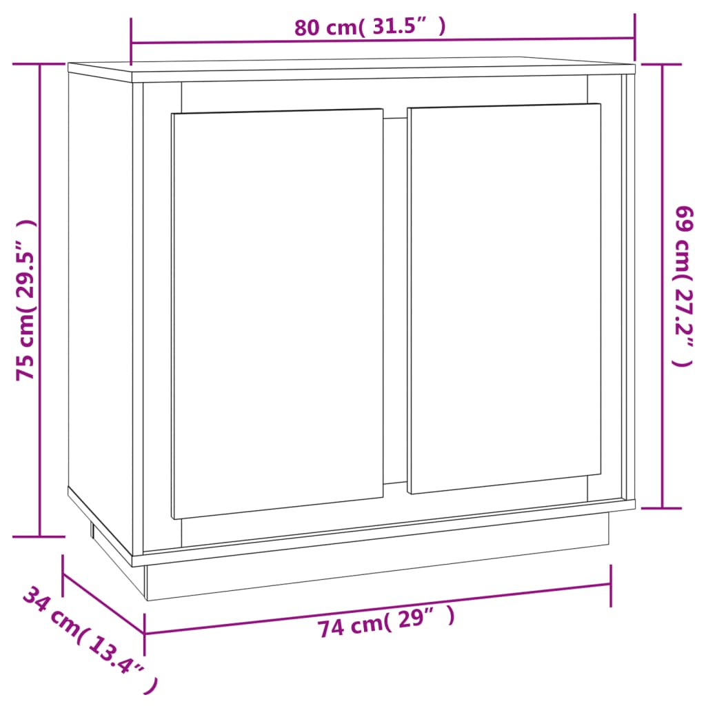 Dressoir 80X34X75 Cm Bewerkt Hout
