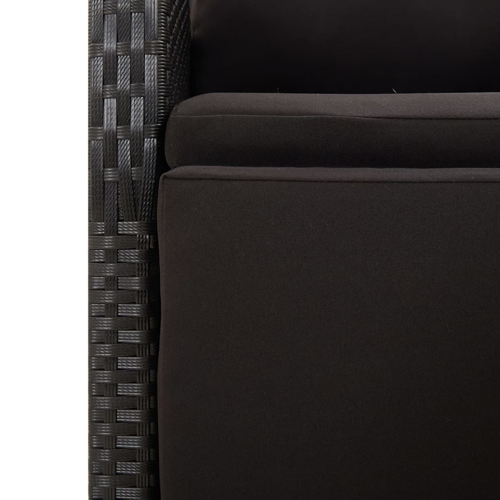 3-Delige Tuinset Poly Rattan En Massief Acaciahout Zwart