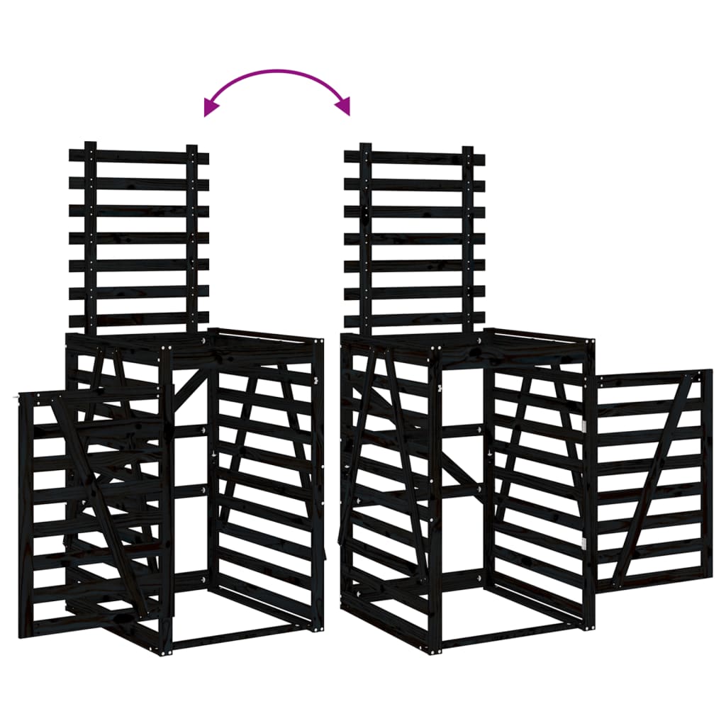 Containerberging Dubbel Massief Grenenhout Zwart