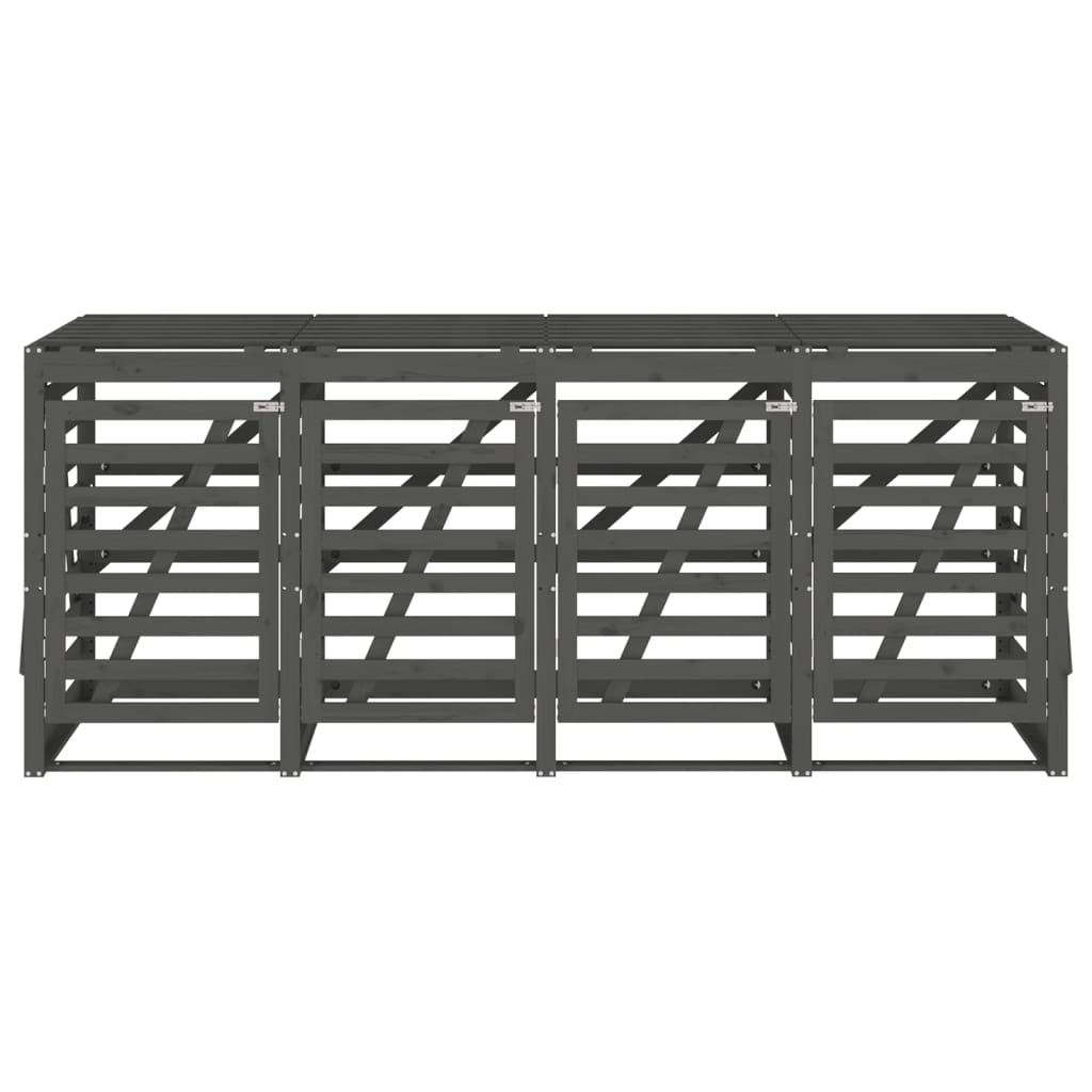Containerberging Viervoudig Massief Grenenhout Grijs