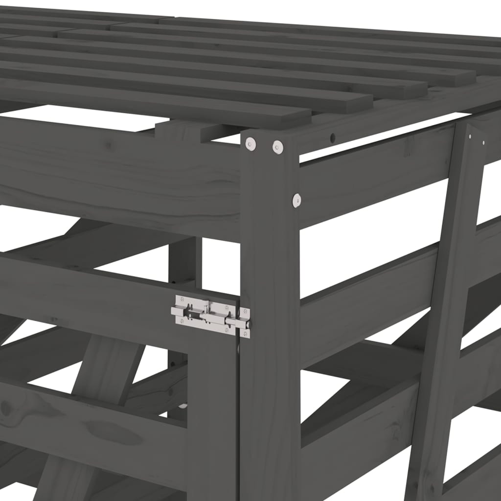 Containerberging Viervoudig Massief Grenenhout Grijs