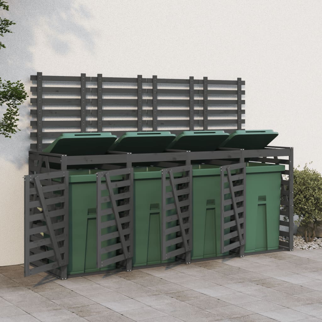 Containerberging Viervoudig Massief Grenenhout Grijs