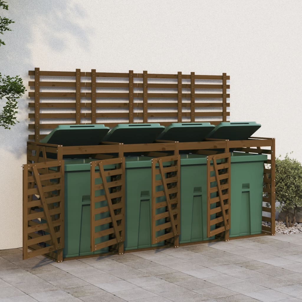 Containerberging Viervoudig Massief Grenenhout Grijs