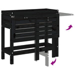 Plantenbak Met Inklapbaar Tafelblad Massief Grenenhout Zwart