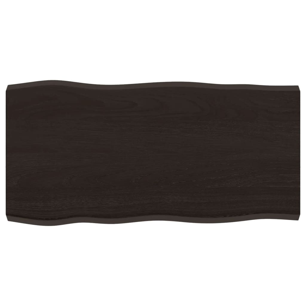 Tafelblad Natuurlijke Rand 80X40X(2-4) Cm Eikenhout Donkerbruin