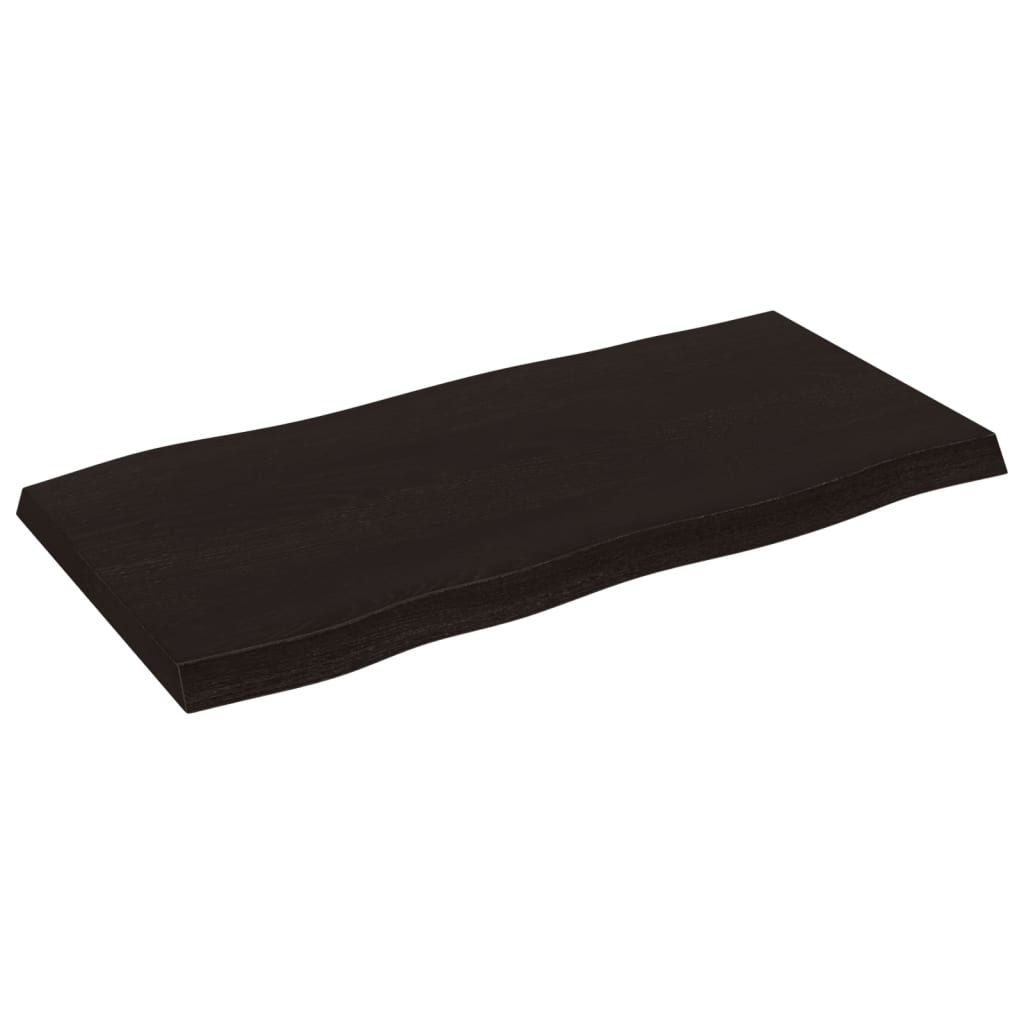 Tafelblad Natuurlijke Rand 80X40X(2-4) Cm Eikenhout Donkerbruin