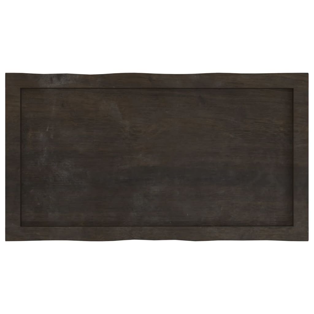 Tafelblad Natuurlijke Rand 80X40X(2-4) Cm Eikenhout Donkerbruin