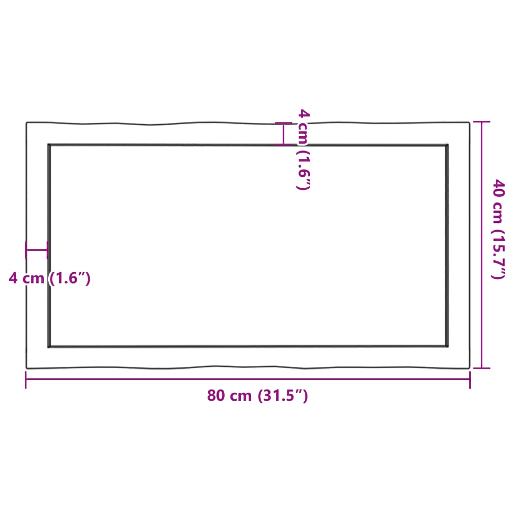 Tafelblad Natuurlijke Rand 80X40X(2-4) Cm Eikenhout Donkerbruin