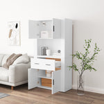 Hoge Kast Bewerkt Hout Wit