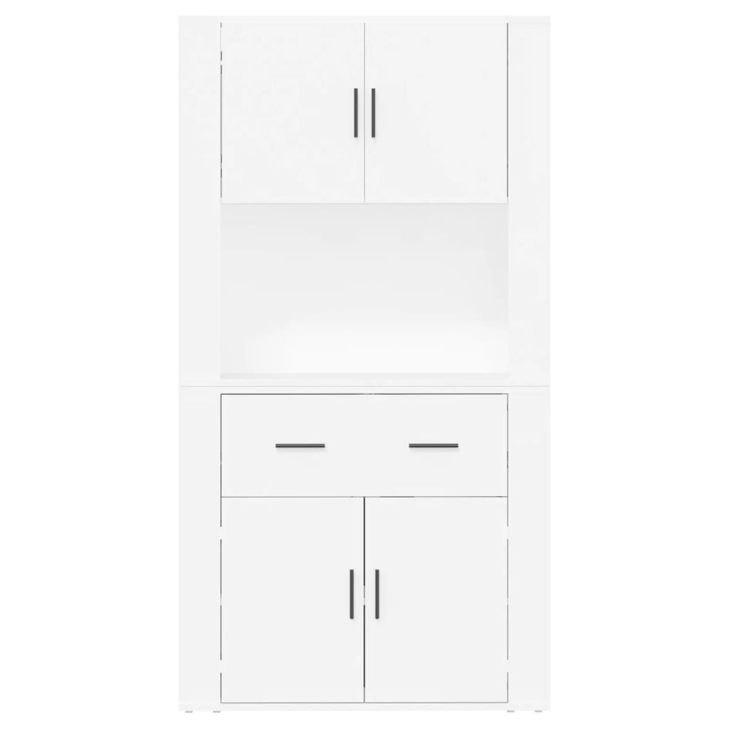 Hoge Kast Bewerkt Hout Wit