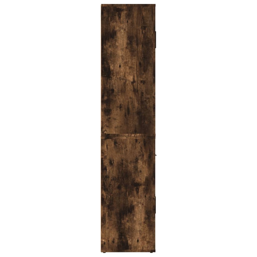 Hoge Kast Bewerkt Hout Gerookt Eikenkleurig
