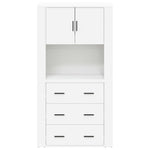Hoge Kast Bewerkt Hout Wit
