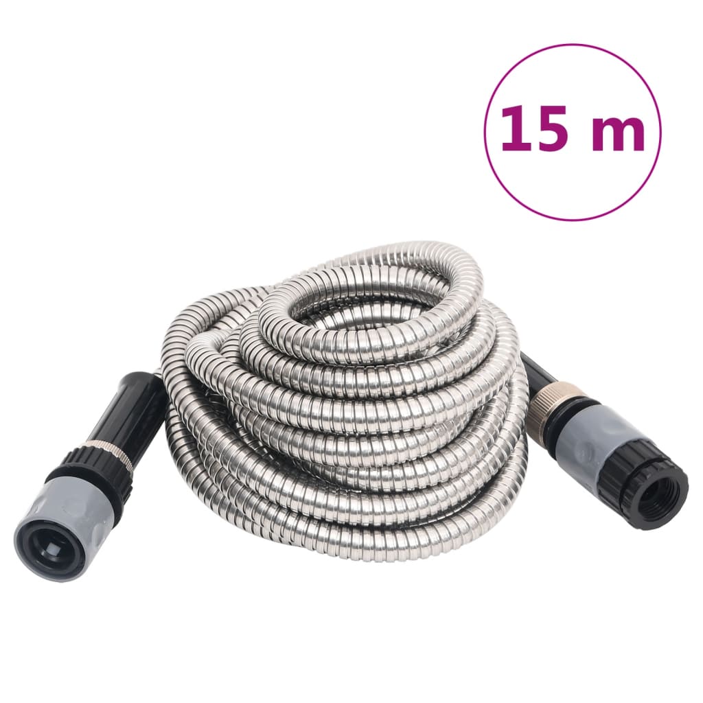 Tuinslang Met Sproeikop 0,6'' Roestvrij Staal Zilverkleur