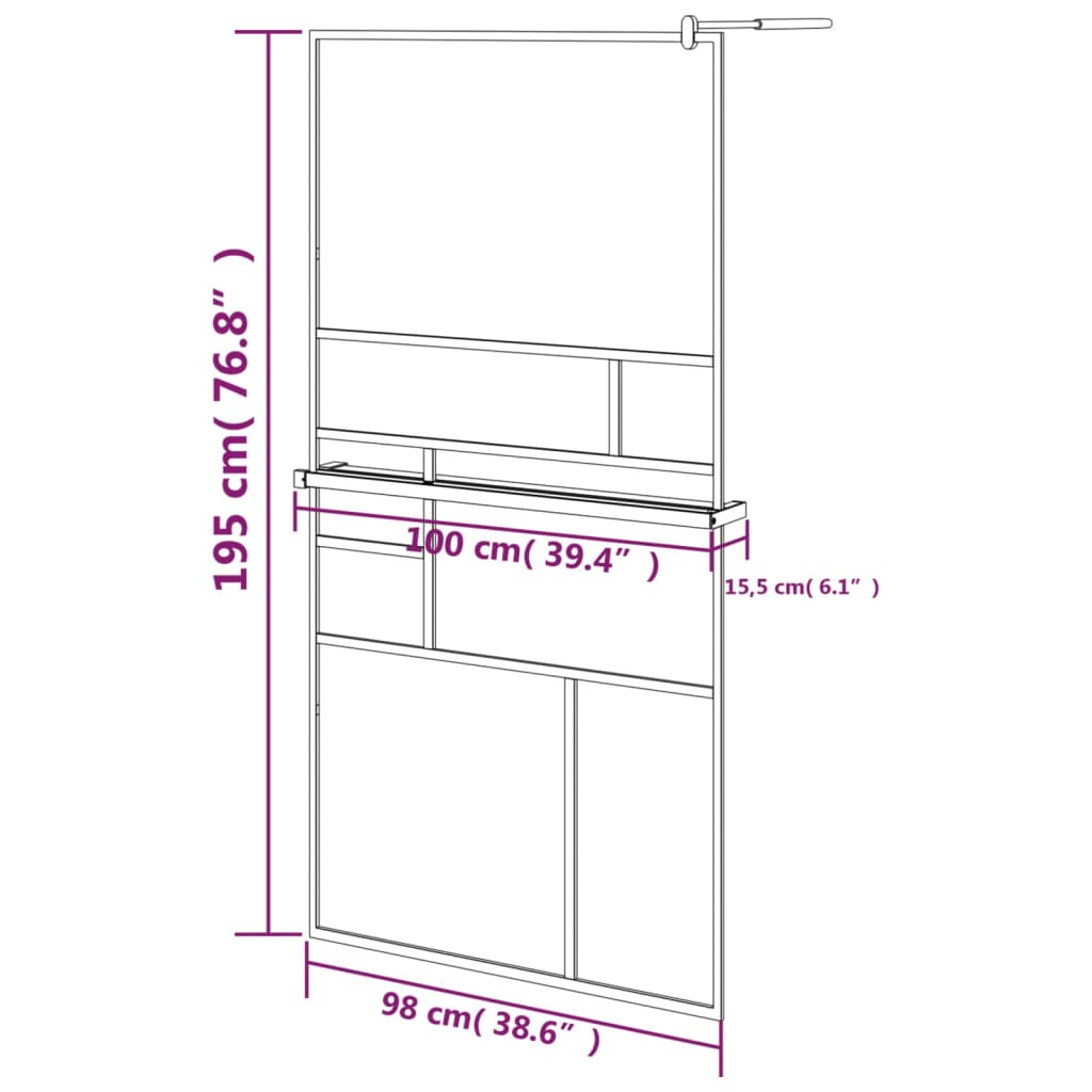 Inloopdouchewand Met Schap Esg-Glas Aluminium