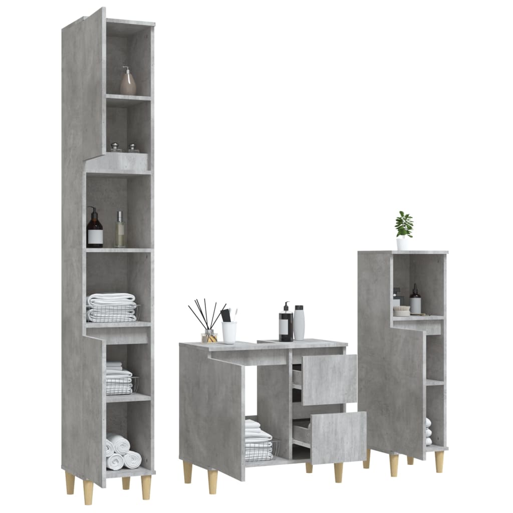 Badkamerkastenset Bewerkt Hout