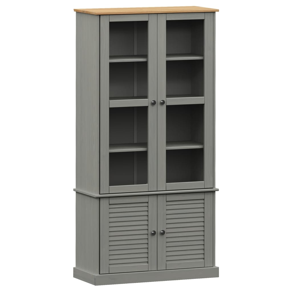 Vitrinekast Vigo 85X35X170 Cm Massief Grenenhout
