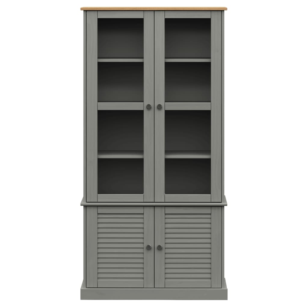 Vitrinekast Vigo 85X35X170 Cm Massief Grenenhout
