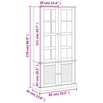 Vitrinekast Vigo 85X35X170 Cm Massief Grenenhout