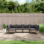 6-Delige Loungeset Met Kussens Poly Rattan Antracietkleurig