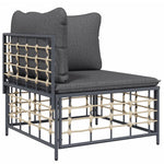 -Delige Loungeset Met Kussens Poly Rattan Antracietkleurig