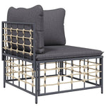 -Delige Loungeset Met Kussens Poly Rattan Antracietkleurig