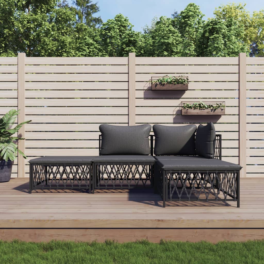 5-Delige Loungeset Met Kussens Staal