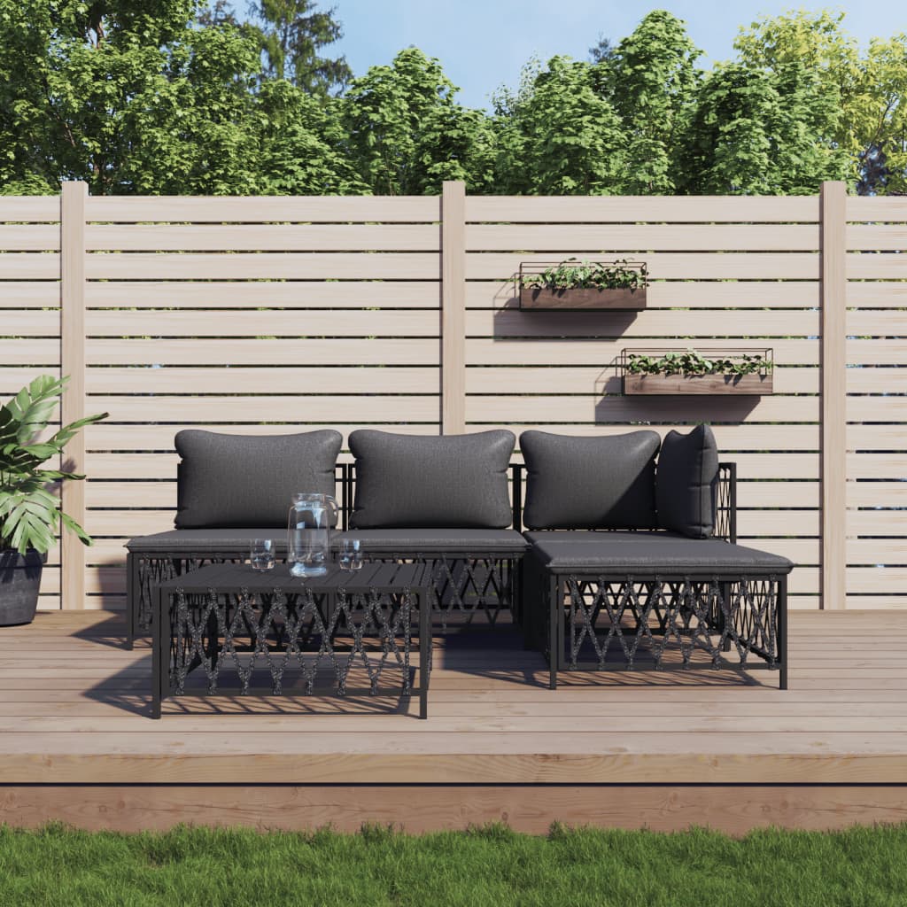 5-Delige Loungeset Met Kussens Staal