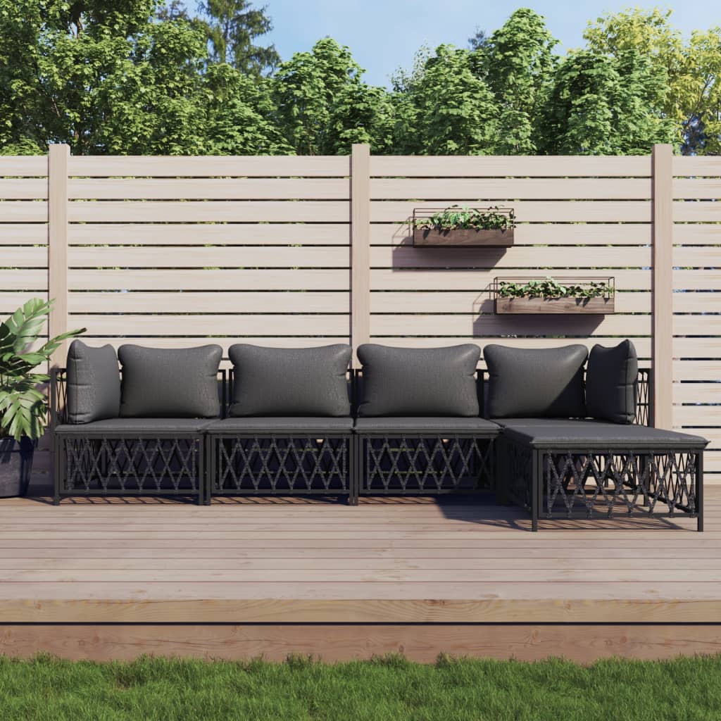 5-Delige Loungeset Met Kussens Staal