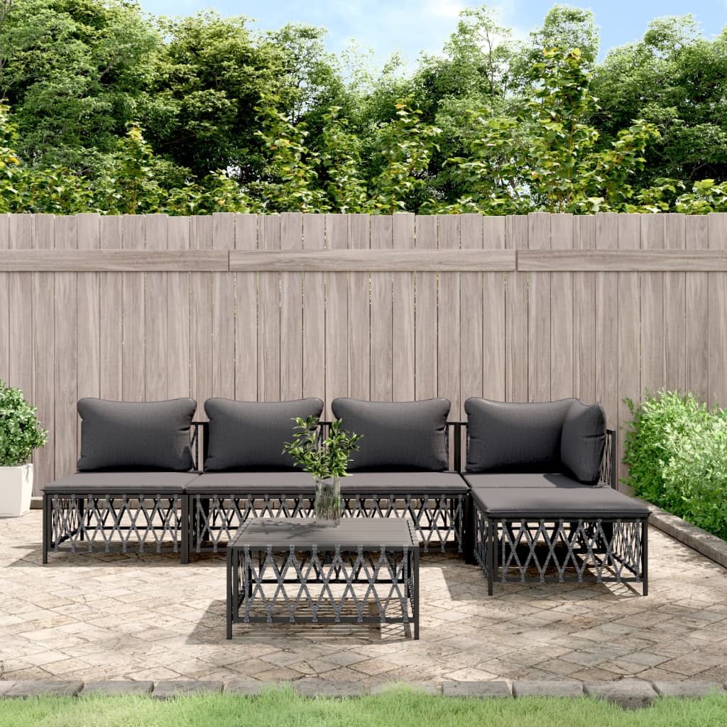 5-Delige Loungeset Met Kussens Staal