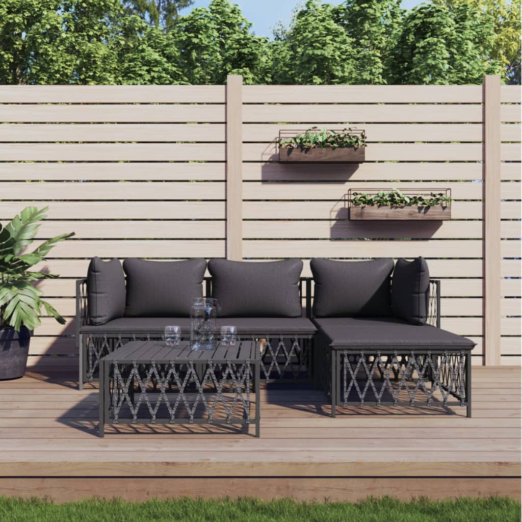 5-Delige Loungeset Met Kussens Staal