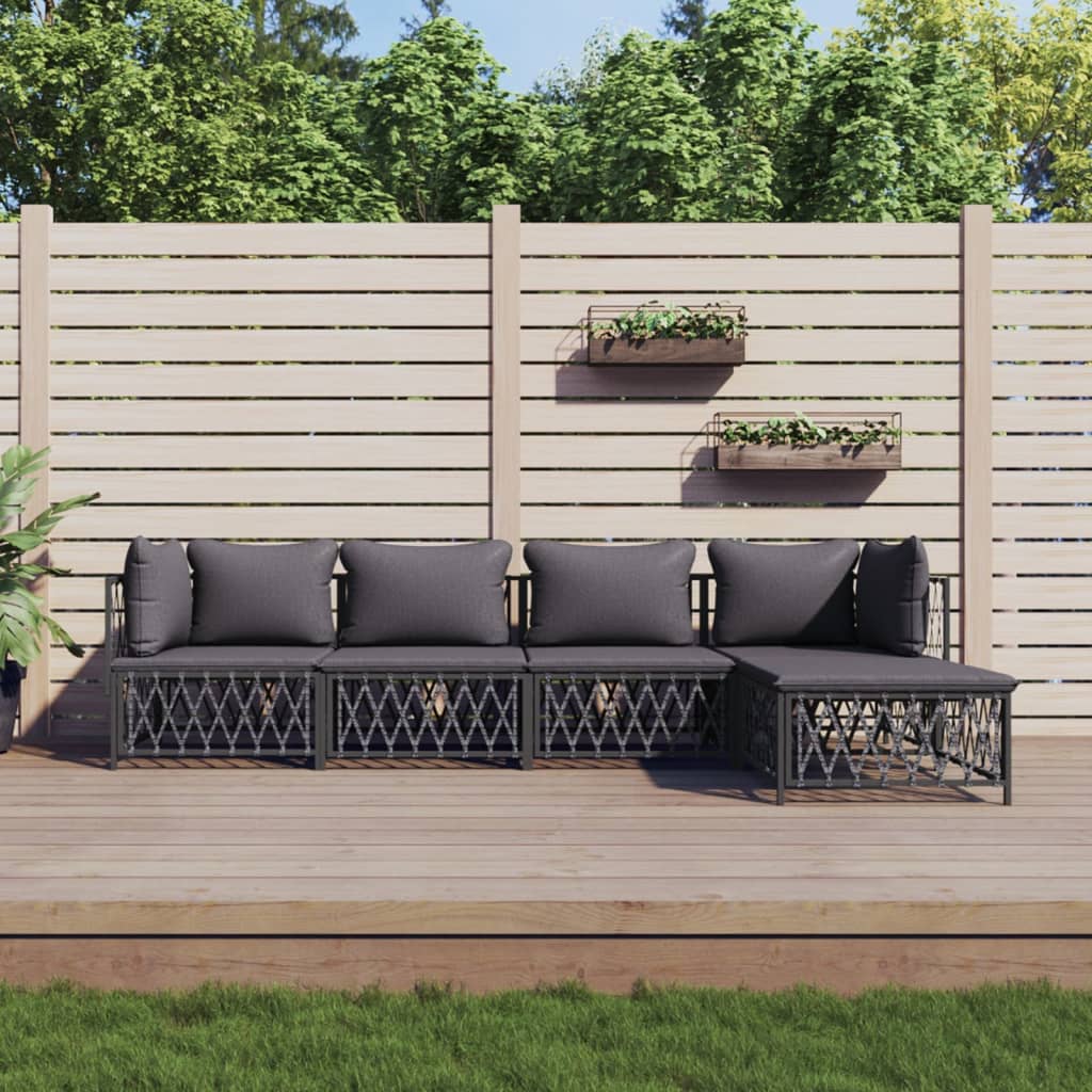 5-Delige Loungeset Met Kussens Staal