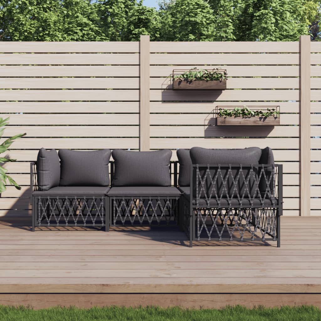 5-Delige Loungeset Met Kussens Staal