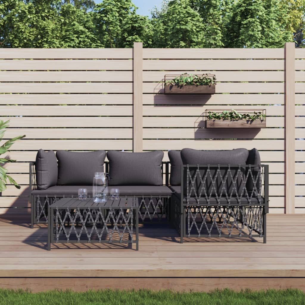 5-Delige Loungeset Met Kussens Staal
