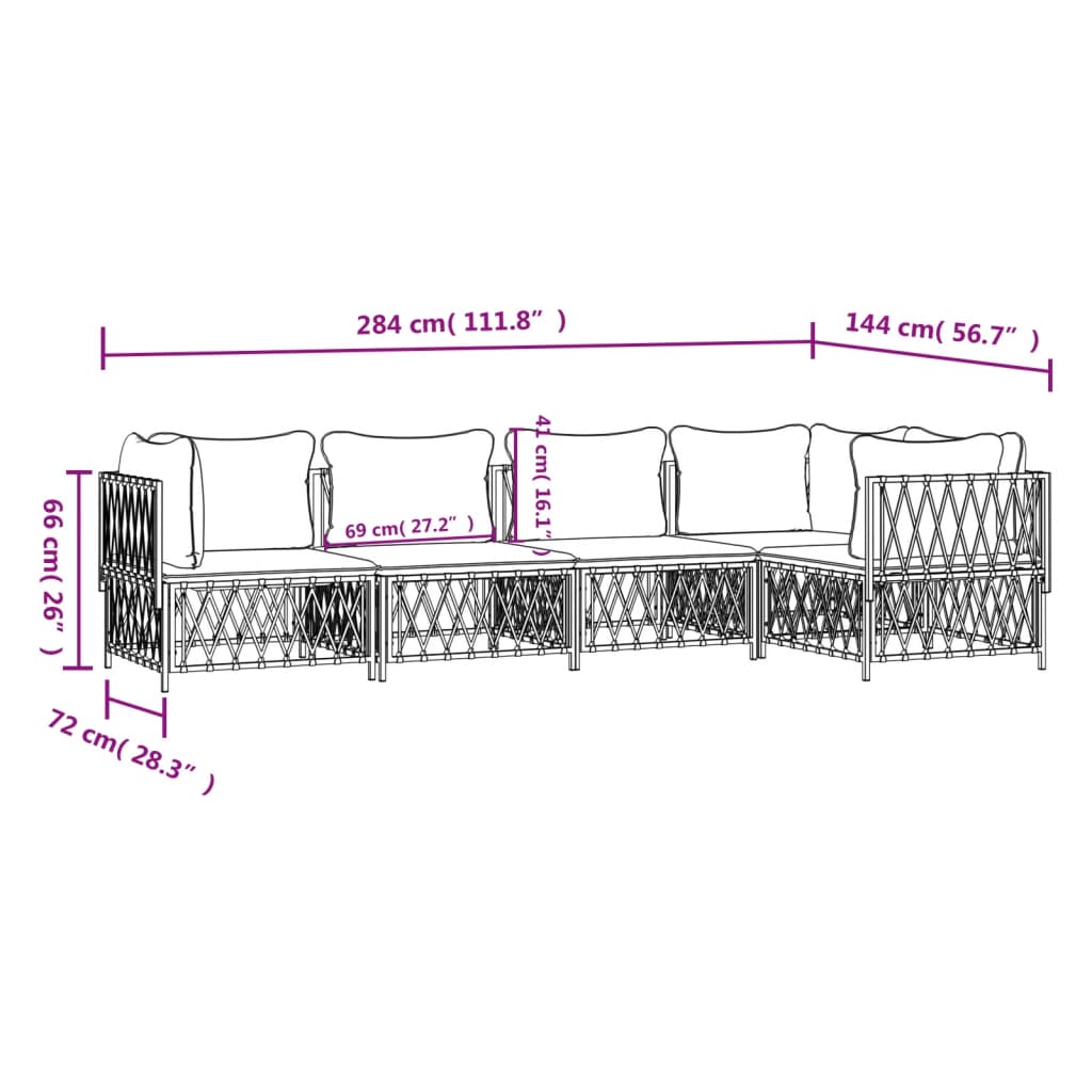5-Delige Loungeset Met Kussens Staal