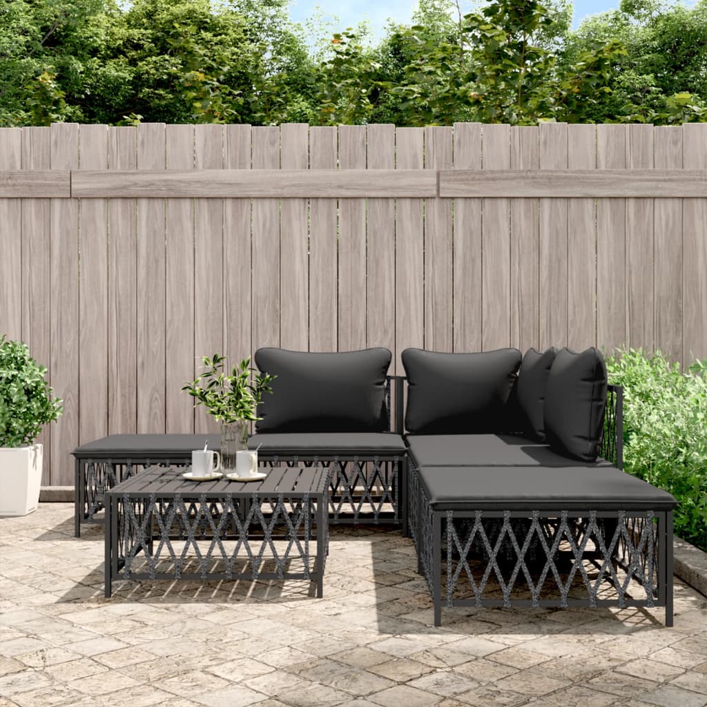 5-Delige Loungeset Met Kussens Staal