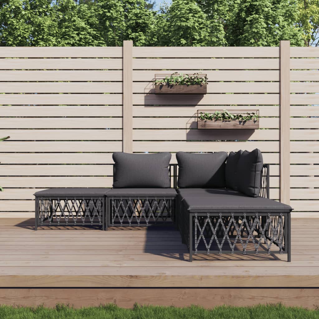 5-Delige Loungeset Met Kussens Staal