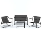 4-Delige Loungeset Met Kussens Staal Antracietkleurig