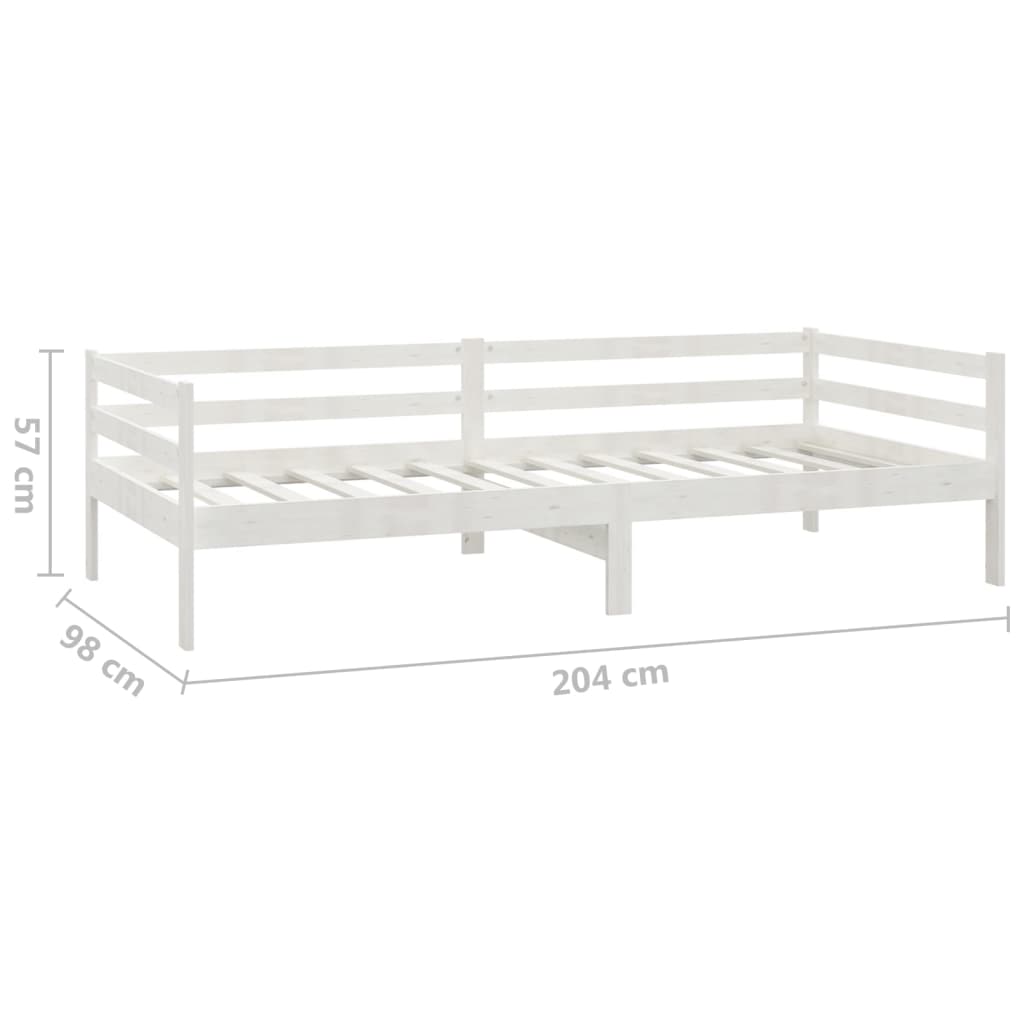 Slaapbank Zonder Matras 90X200 Cm Massief Grenenhout Wit