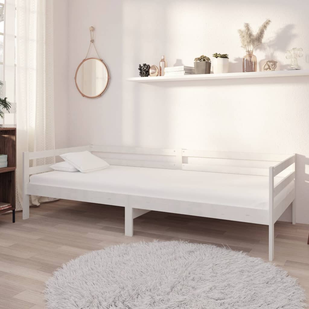 Slaapbank Zonder Matras 90X200 Cm Massief Grenenhout Wit