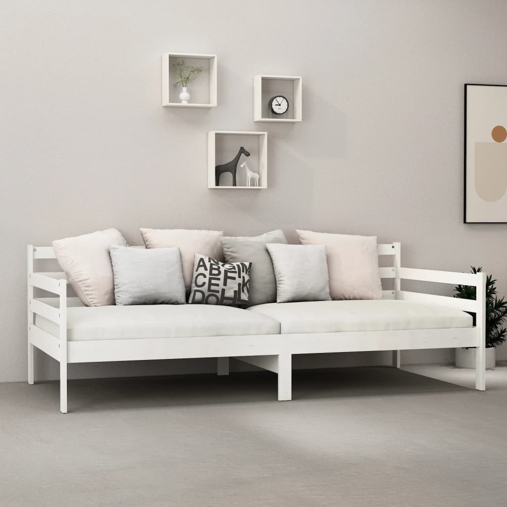 Slaapbank Zonder Matras 90X200 Cm Massief Grenenhout Wit