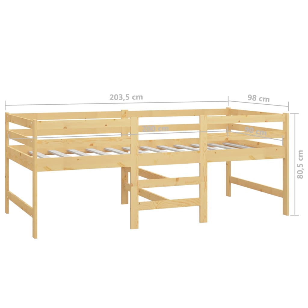 Bedframe Zonder Matras Massief Grenenhout 90X200 Cm