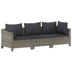 3-Delige Loungeset Met Kussens Poly Rattan Grijs