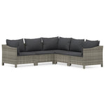 5-Delige Loungeset Met Kussens Poly Rattan Grijs