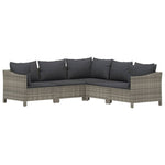 5-Delige Loungeset Met Kussens Poly Rattan Grijs