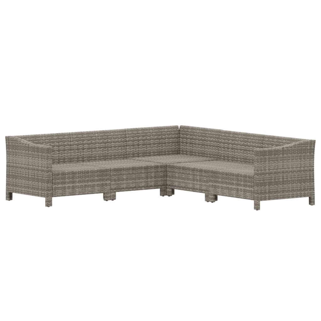 5-Delige Loungeset Met Kussens Poly Rattan Grijs