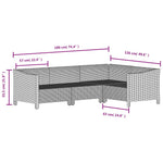5-Delige Loungeset Met Kussens Poly Rattan Grijs