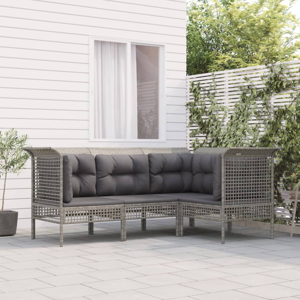 6-Delige Loungeset Met Kussens Poly Rattan Grijs