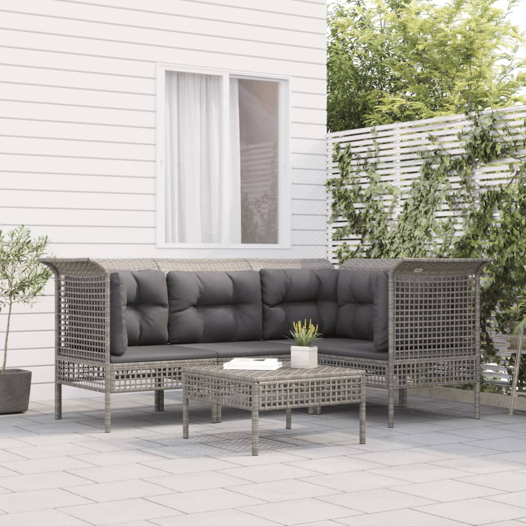 6-Delige Loungeset Met Kussens Poly Rattan Grijs
