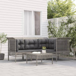 6-Delige Loungeset Met Kussens Poly Rattan Grijs
