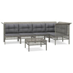 6-Delige Loungeset Met Kussens Poly Rattan Grijs